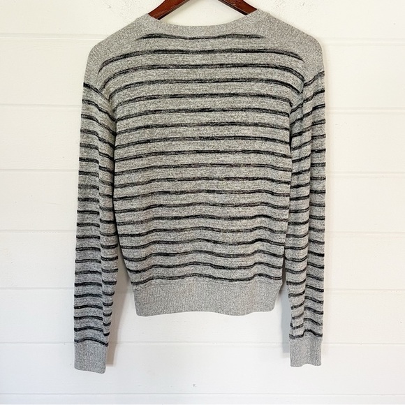 EUC Rag & bone Lightweight Striped Gray Black Crewneck Long Sleeve Sweater XS - Picture 3 of 8